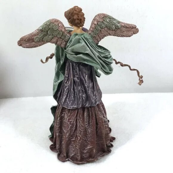 Paper Mache Angel Playing Violin Christmas Tree Topper Figurine - Picture 7 of 9
